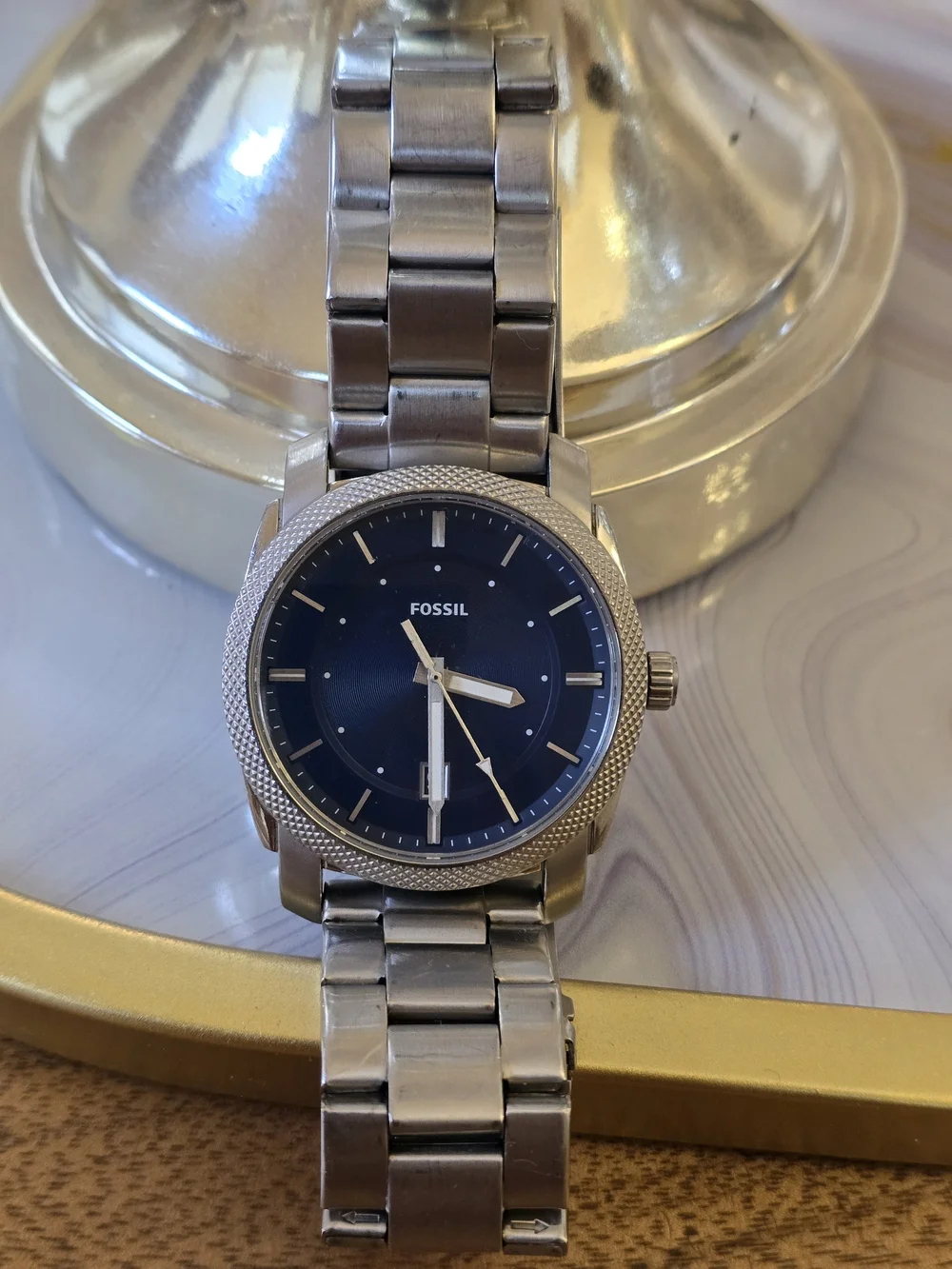 Fossil Men's Stainless Steel Blue Dial Watch